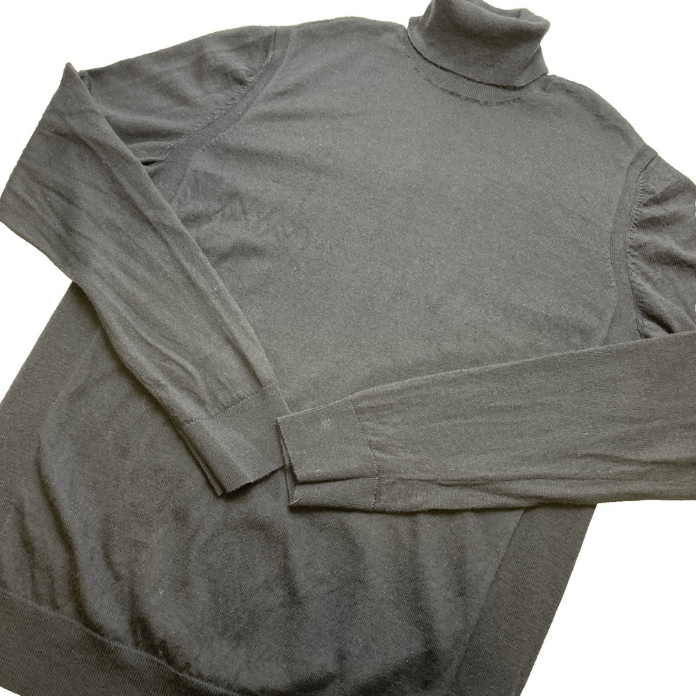 Express Mens Merino Wool Turtleneck Sweater Size L Navy Pullover Classic‎ Winter